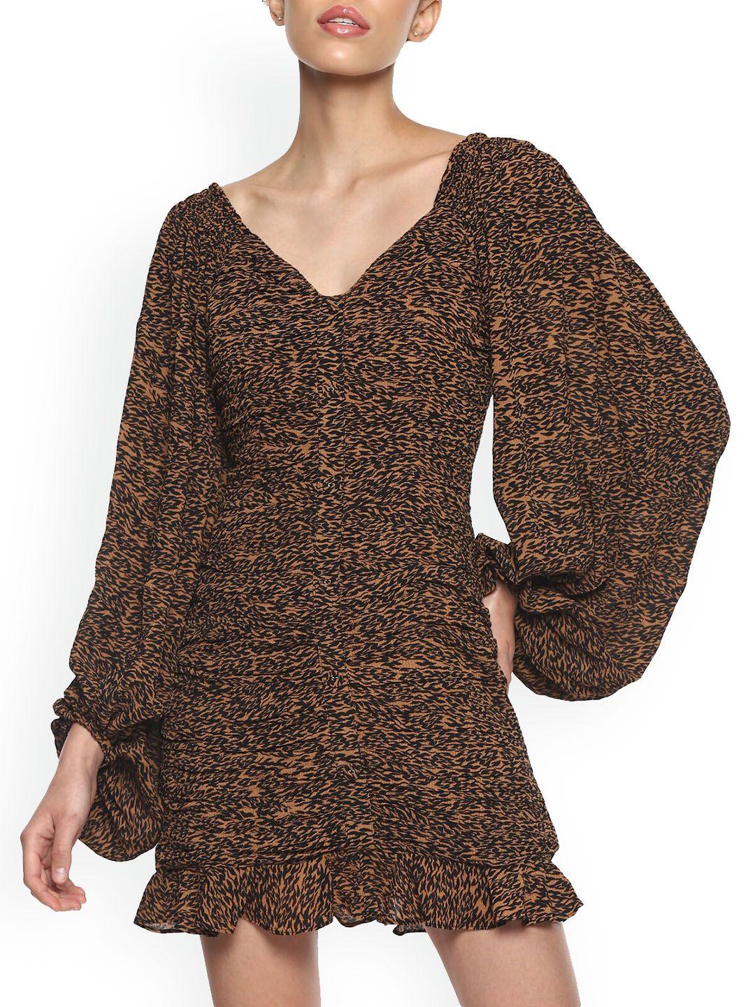 ted baker brown & beige animal printed bodycon dress