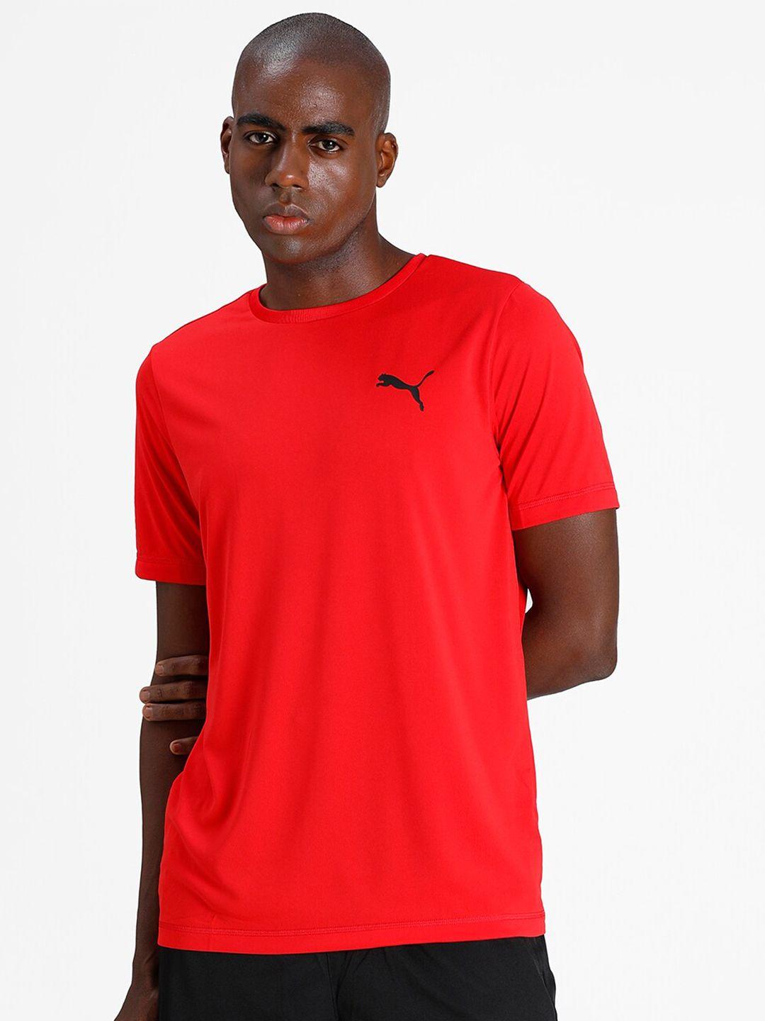 puma men red active small logo regular fit t-shirt