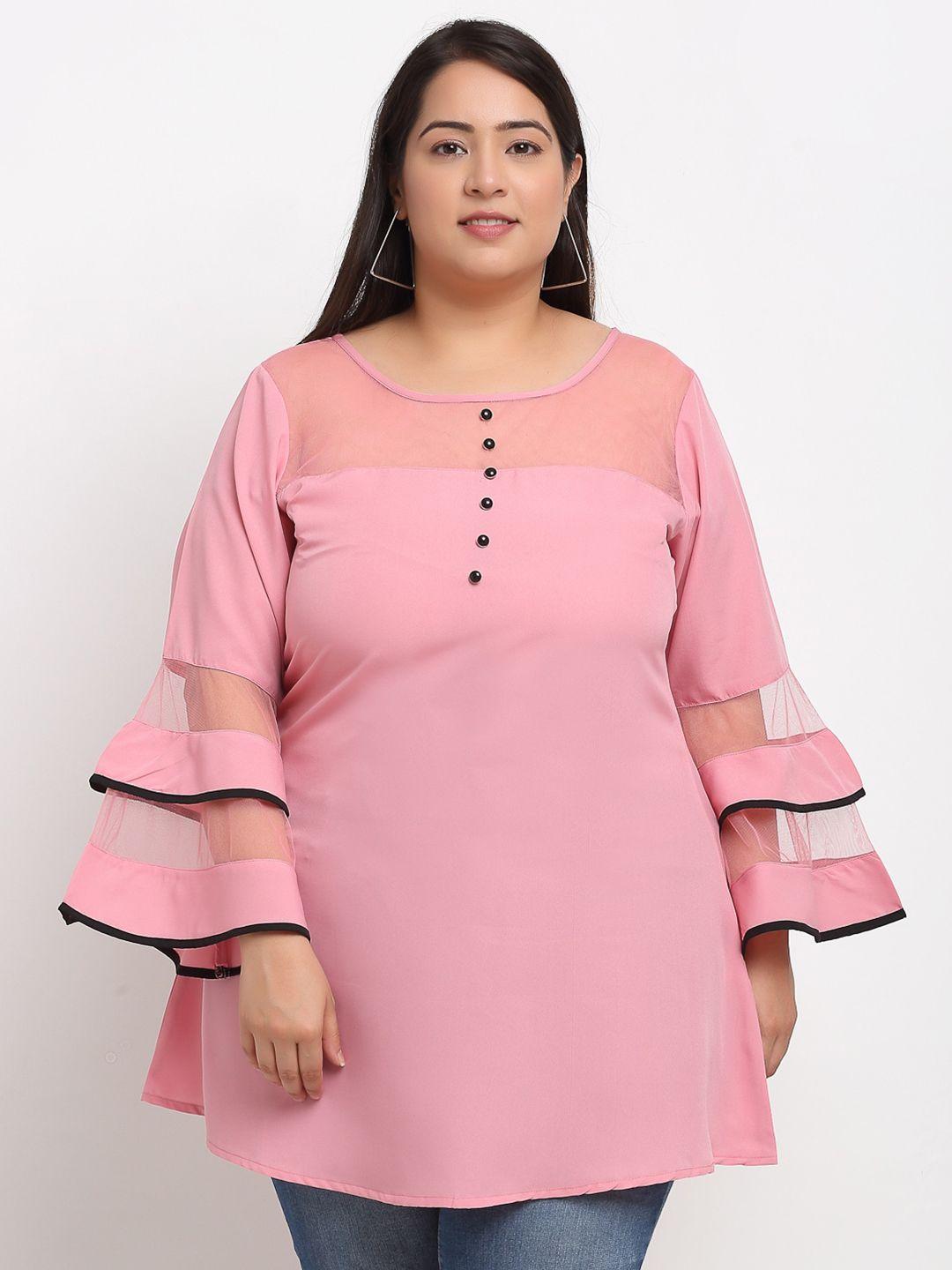 flambeur pink solid crepe regular longline top