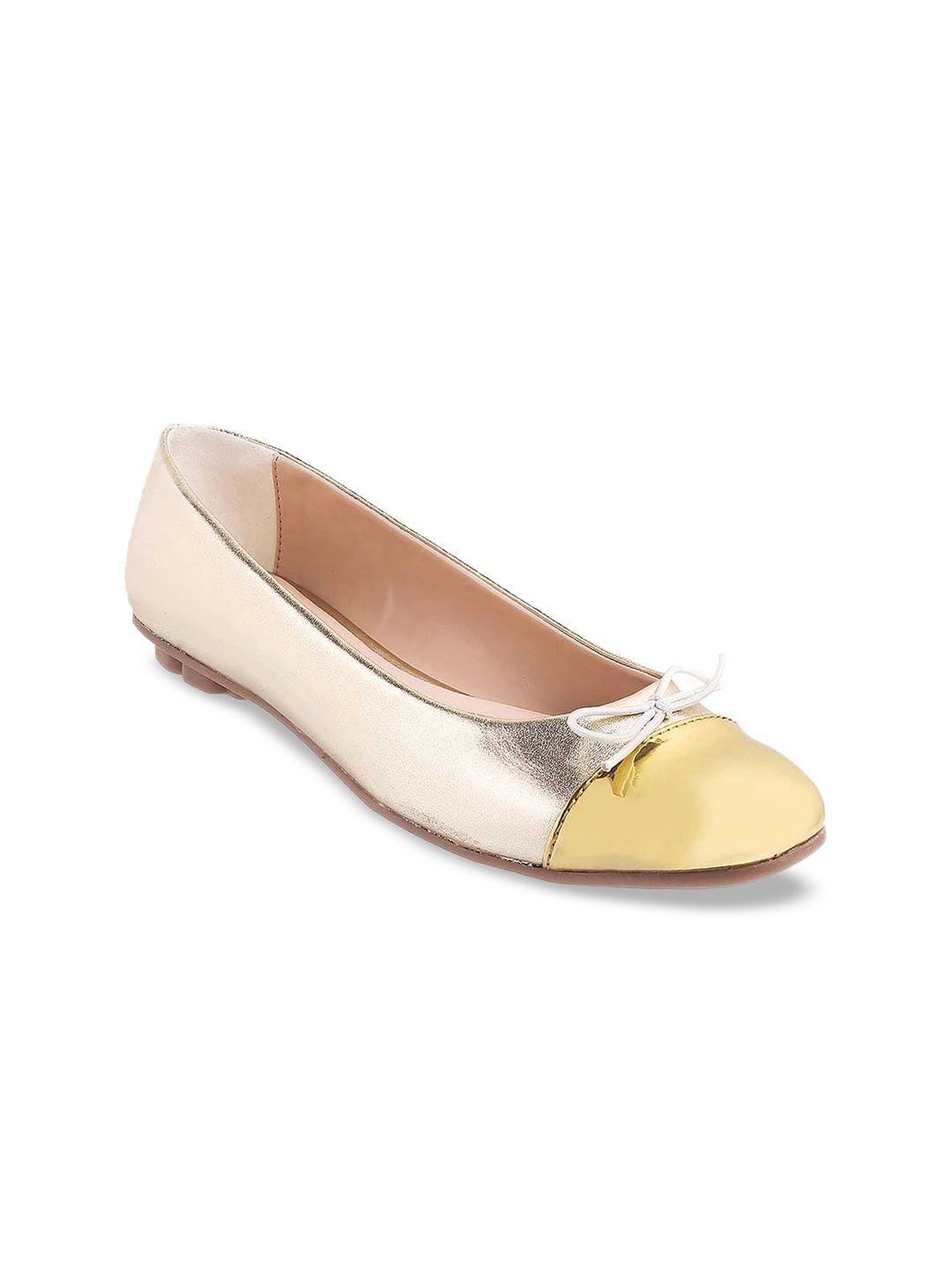 catwalk women gunmetal-toned & gold-toned colourblocked ballerinas with bows