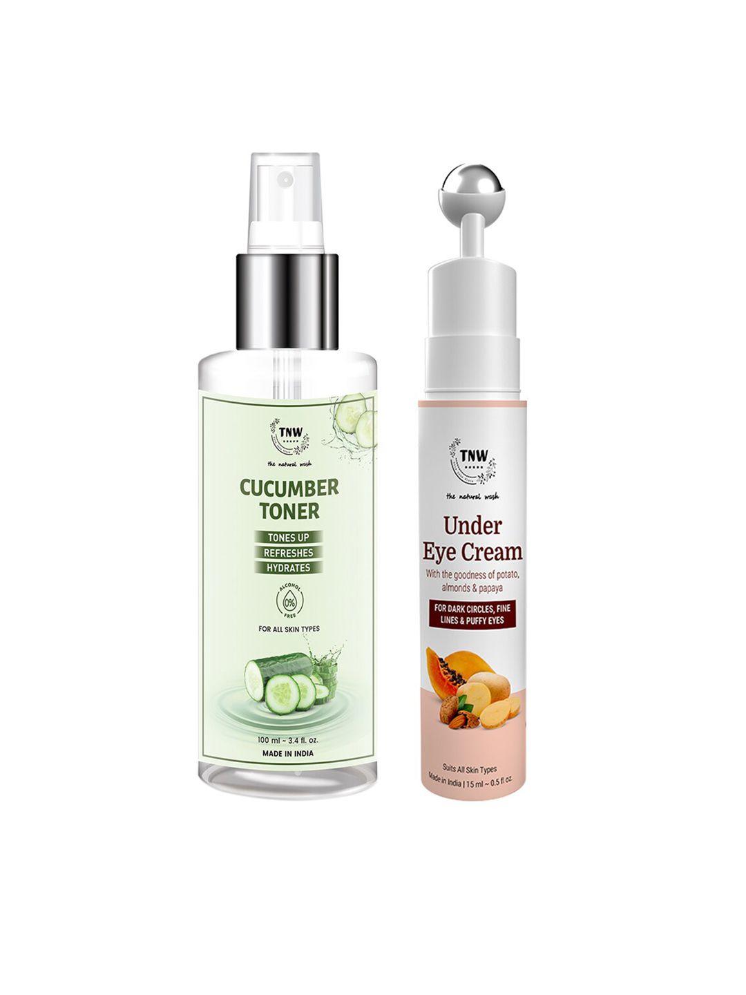 tnw the natural wash combo of 2 cucumber toner & under eye cream - 115 ml