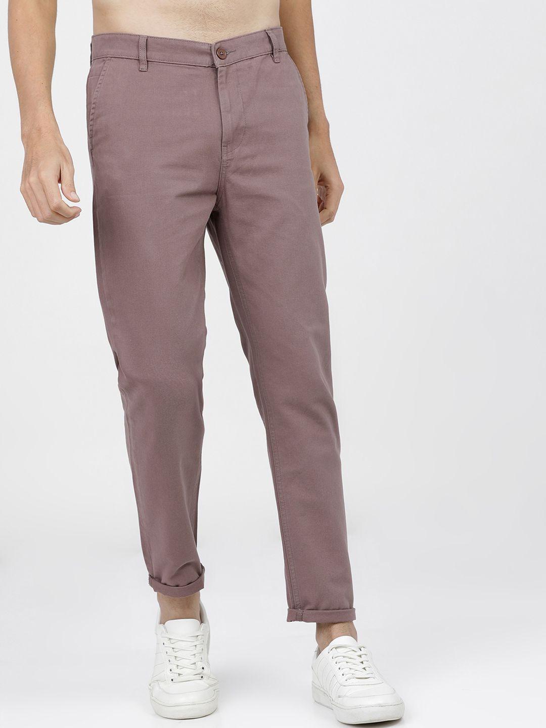 ketch men pink slim fit easy wash trousers