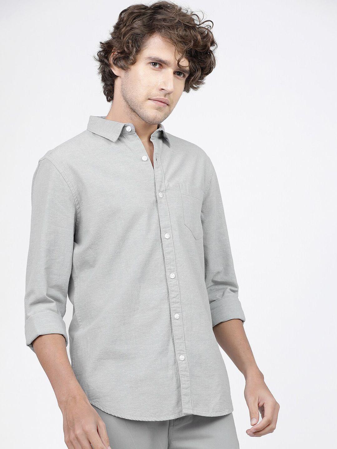 ketch men grey slim fit opaque casual shirt