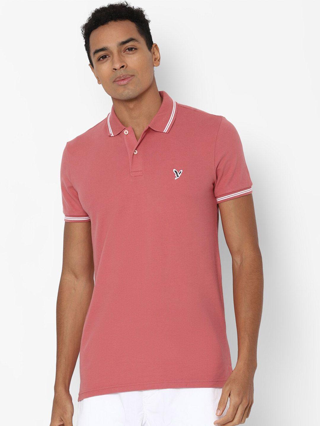 american eagle outfitters men pink polo collar slim fit t-shirt