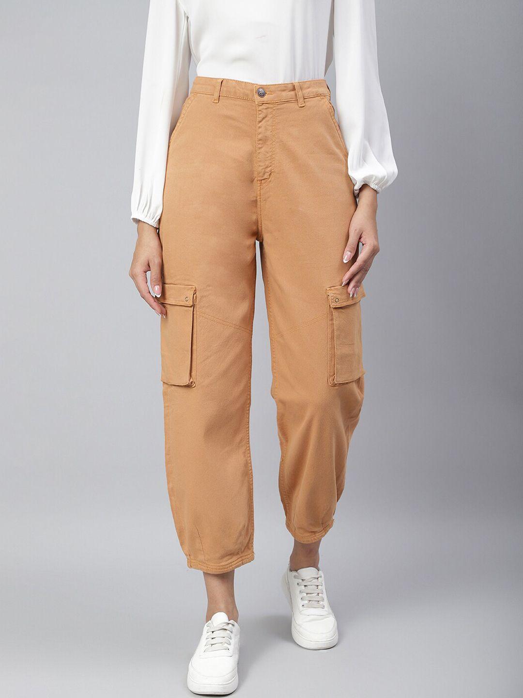 tales & stories women rust cargos trousers