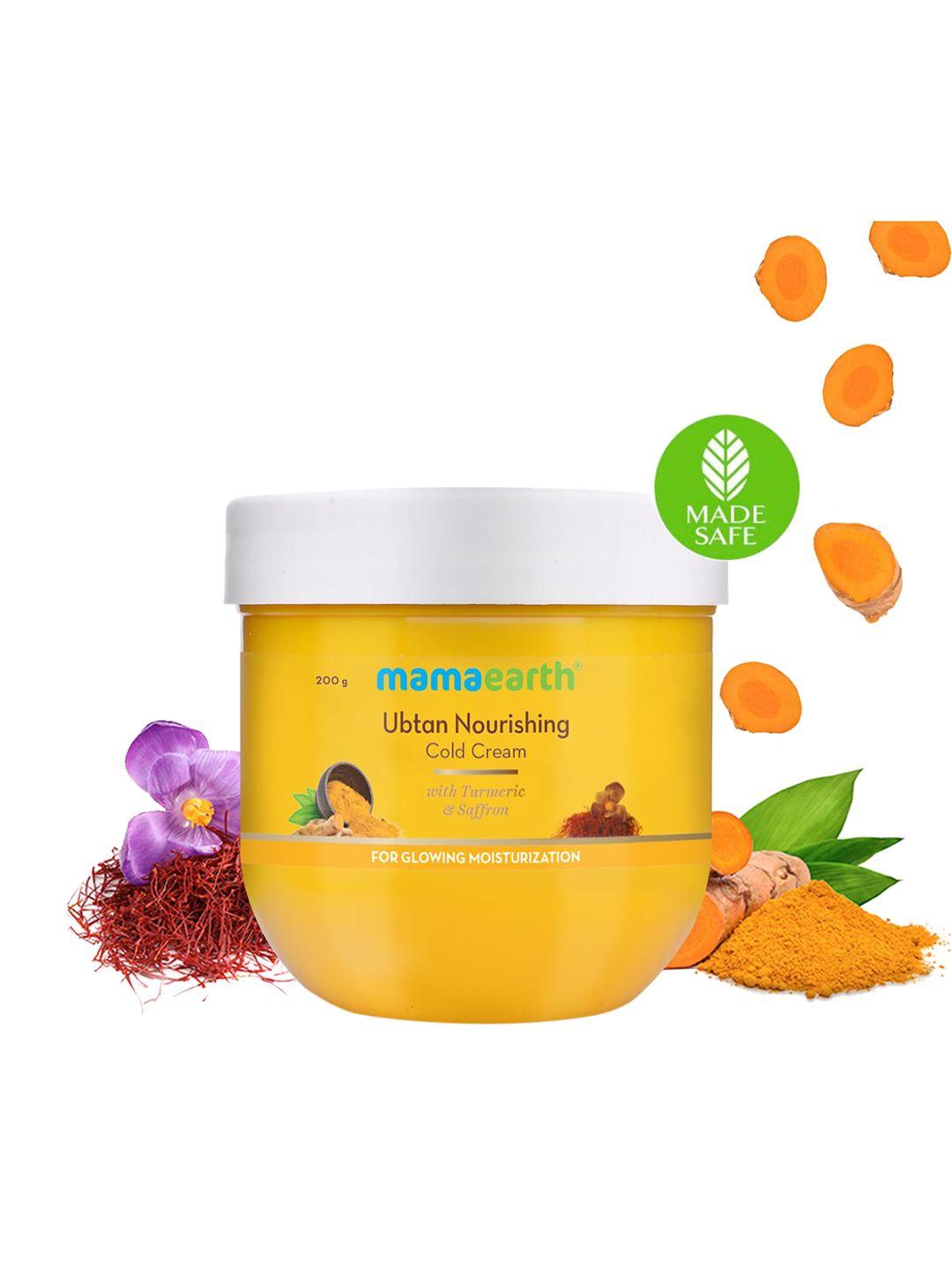 mamaearth yellow ubtan nourishing cold cream with turmeric & saffron for glowing 200 g