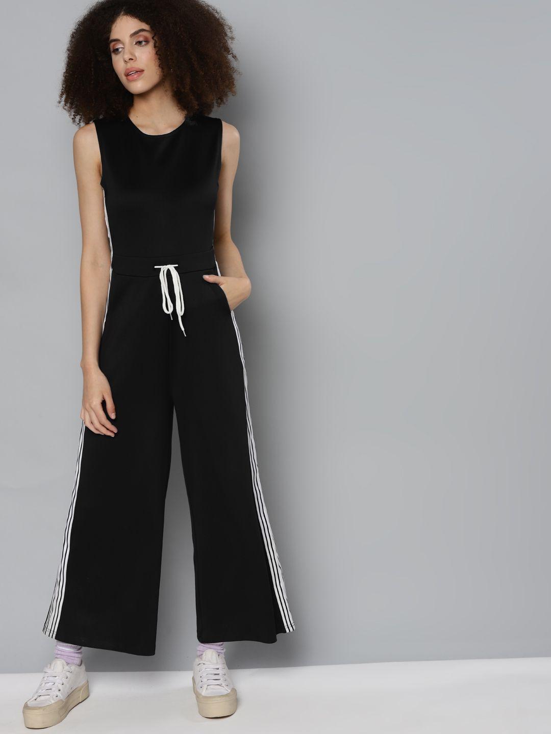 sassafras black solid basic jumpsuit