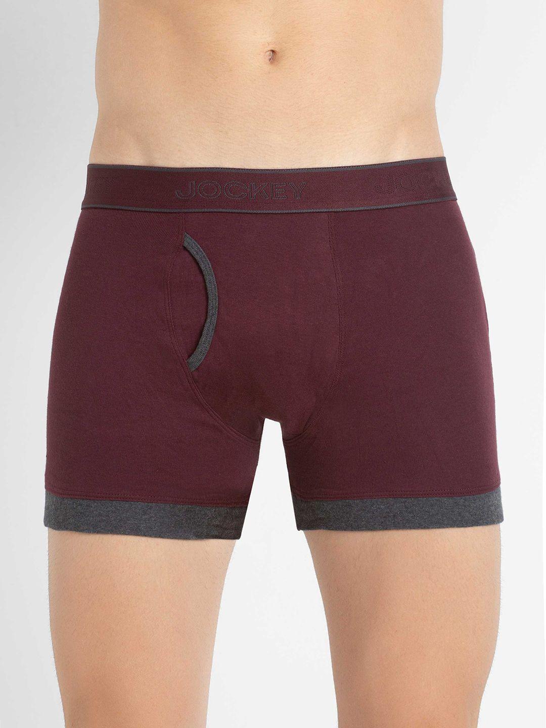 jockey men mauve solid mid rise boxer brief