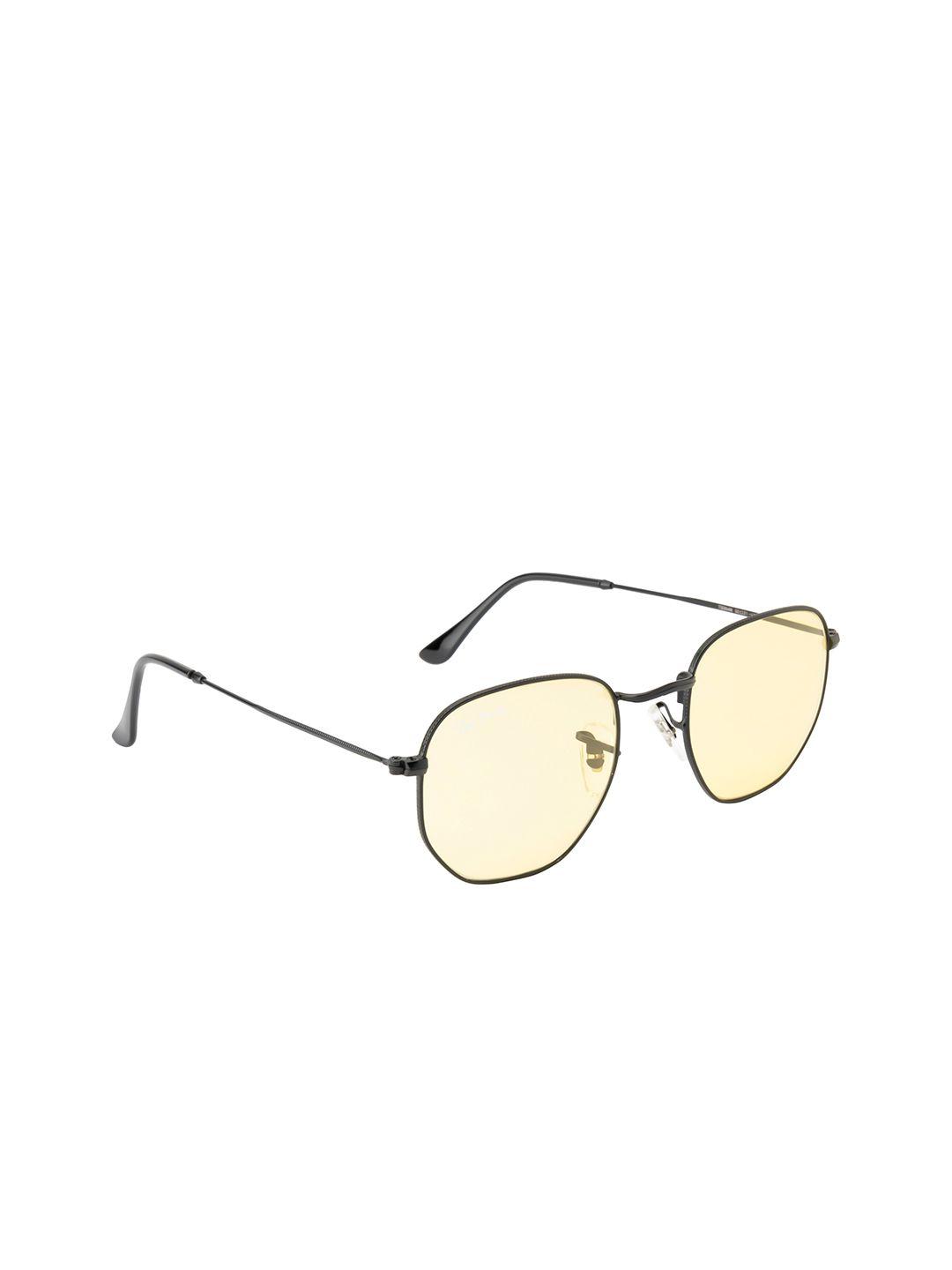 ted smith unisex yellow lens & black square sunglasses with uv protected lens hexon_c18