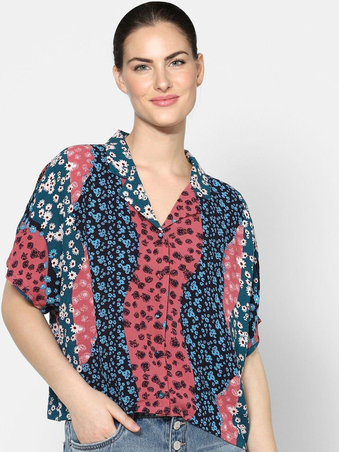 only women multicoloured boxy opaque floral printed casual shirt