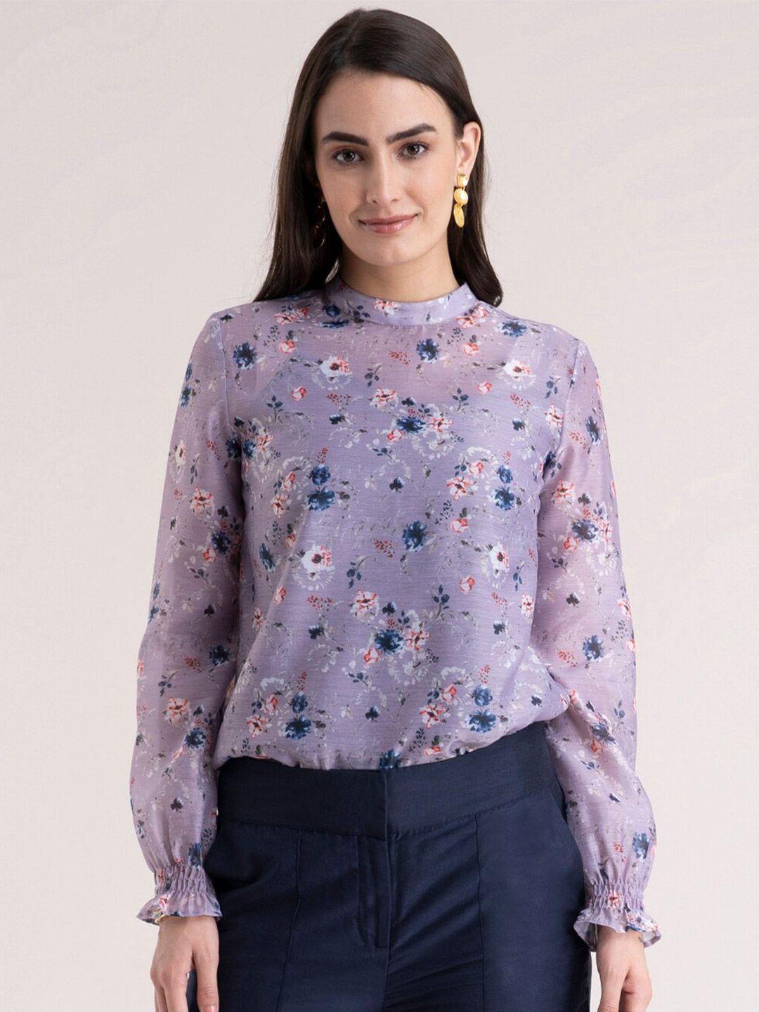 fablestreet purple floral regular top