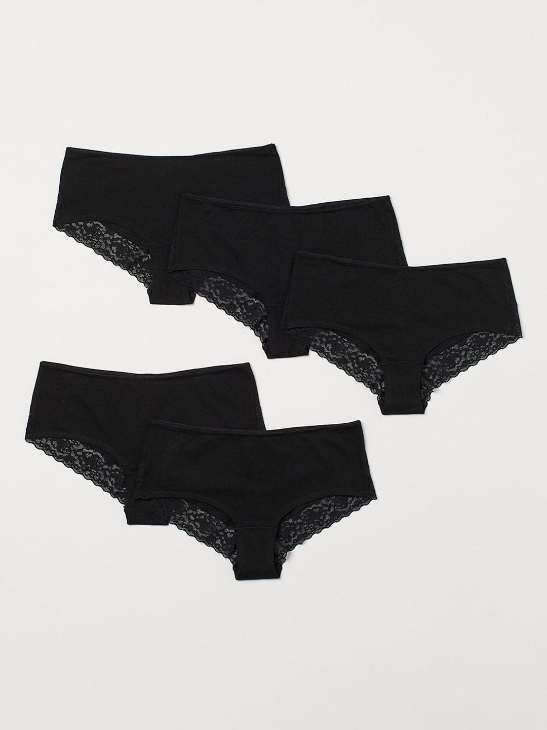 h&m women pack of 5 black solid hipster briefs