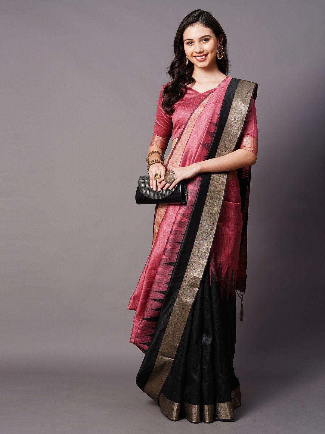 mitera mauve & gold-toned silk cotton banarasi saree