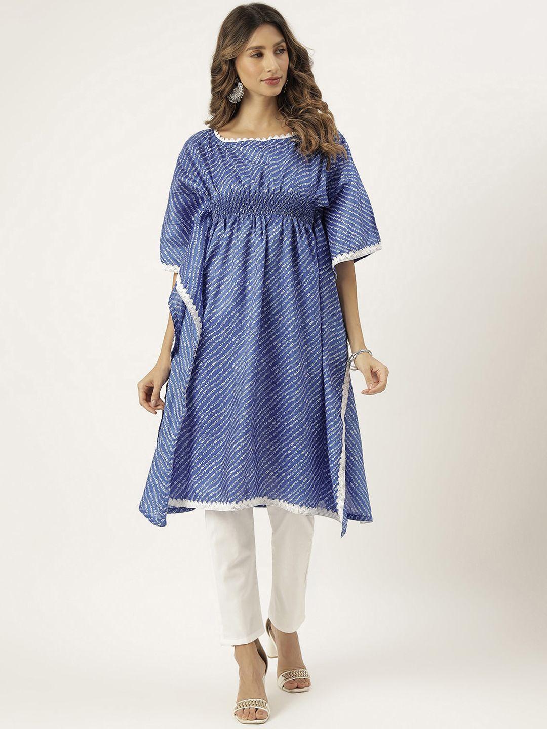 lavanya the label women blue printed empire pure cotton kurta with trousers