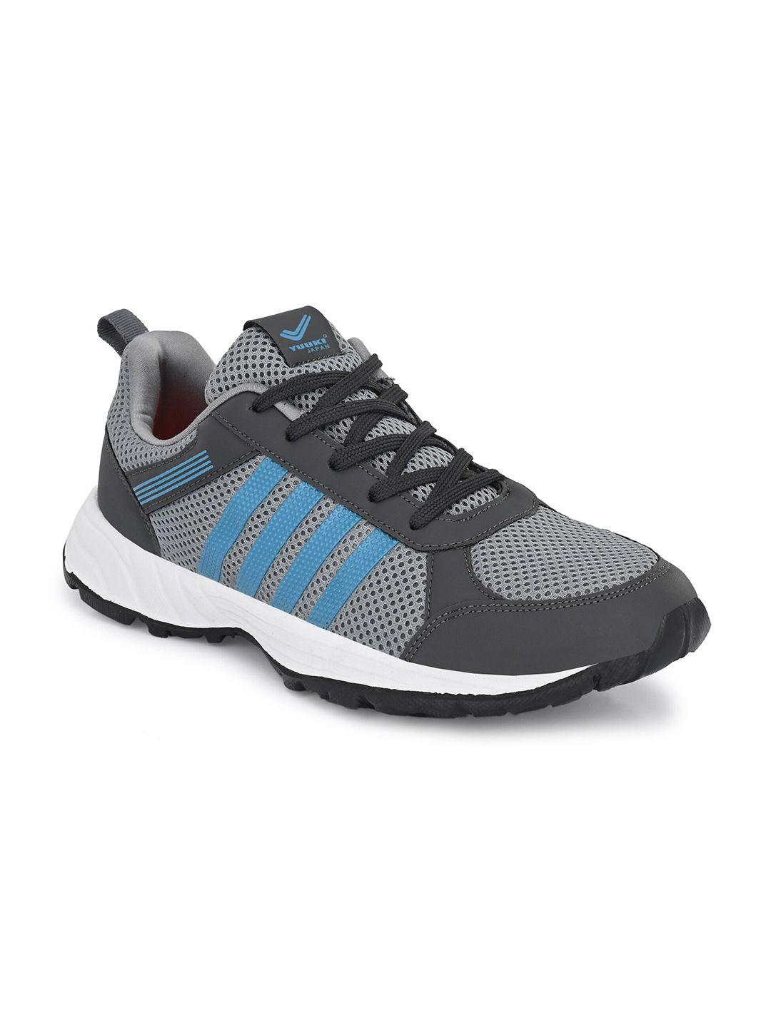 yuuki men grey & sea green striped running shoes