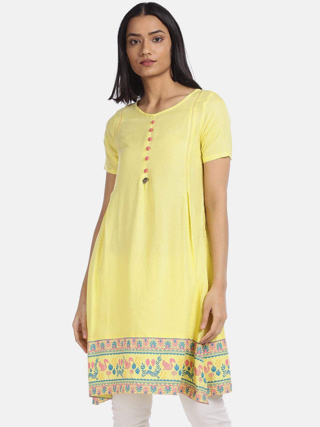 karigari women yellow conversational print kurta