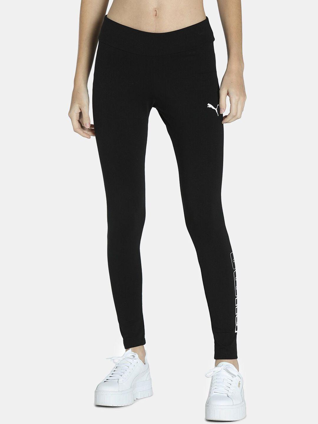 puma women black solid high rise leggings