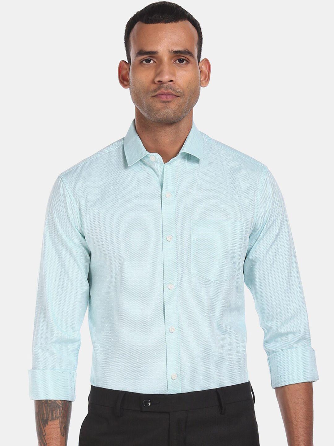 excalibur men blue opaque casual shirt