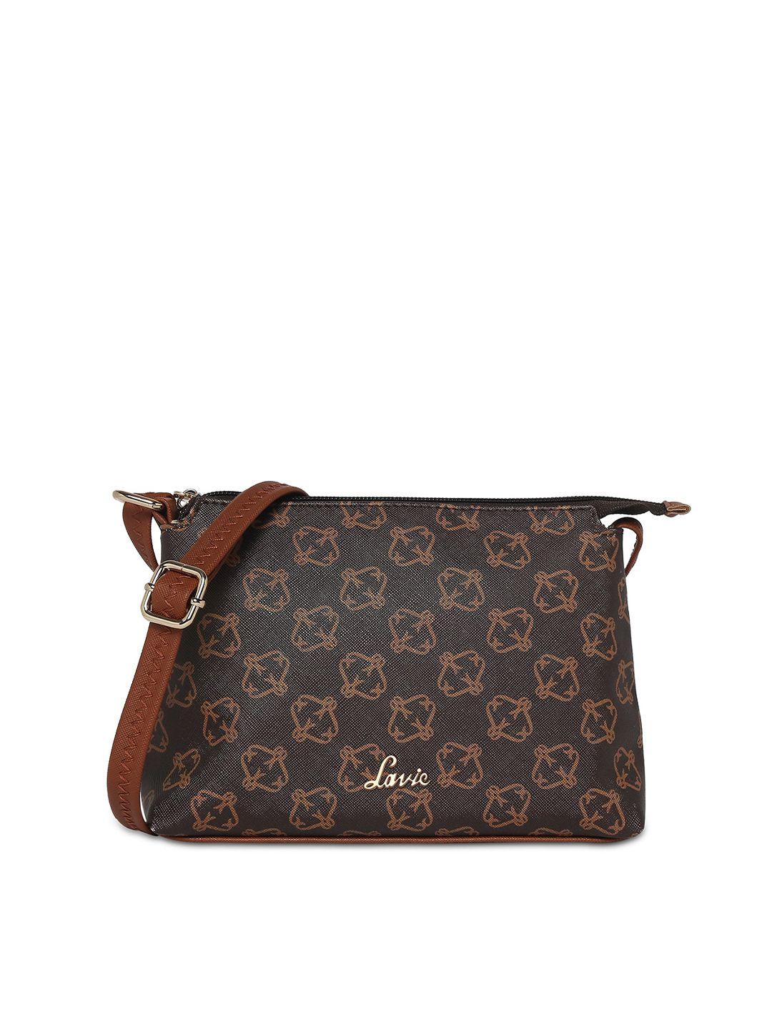 lavie topmo brown printed trendy sling bag