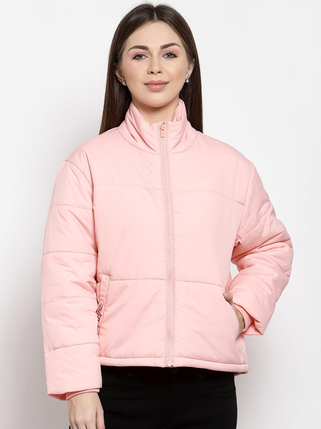 pepe jeans women pink crop padded jacket