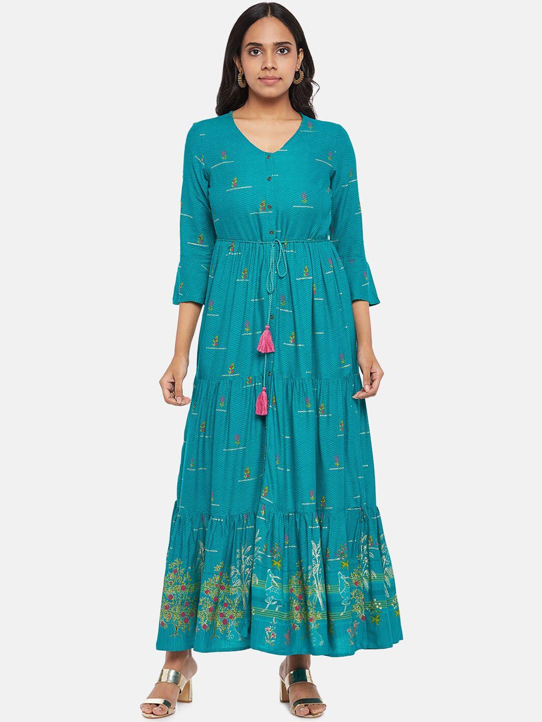 akkriti by pantaloons teal maxi dress