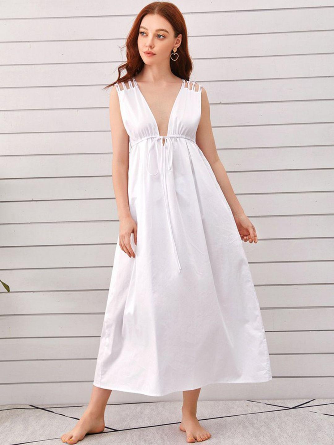 urbanic white v-neck maxi nightdress