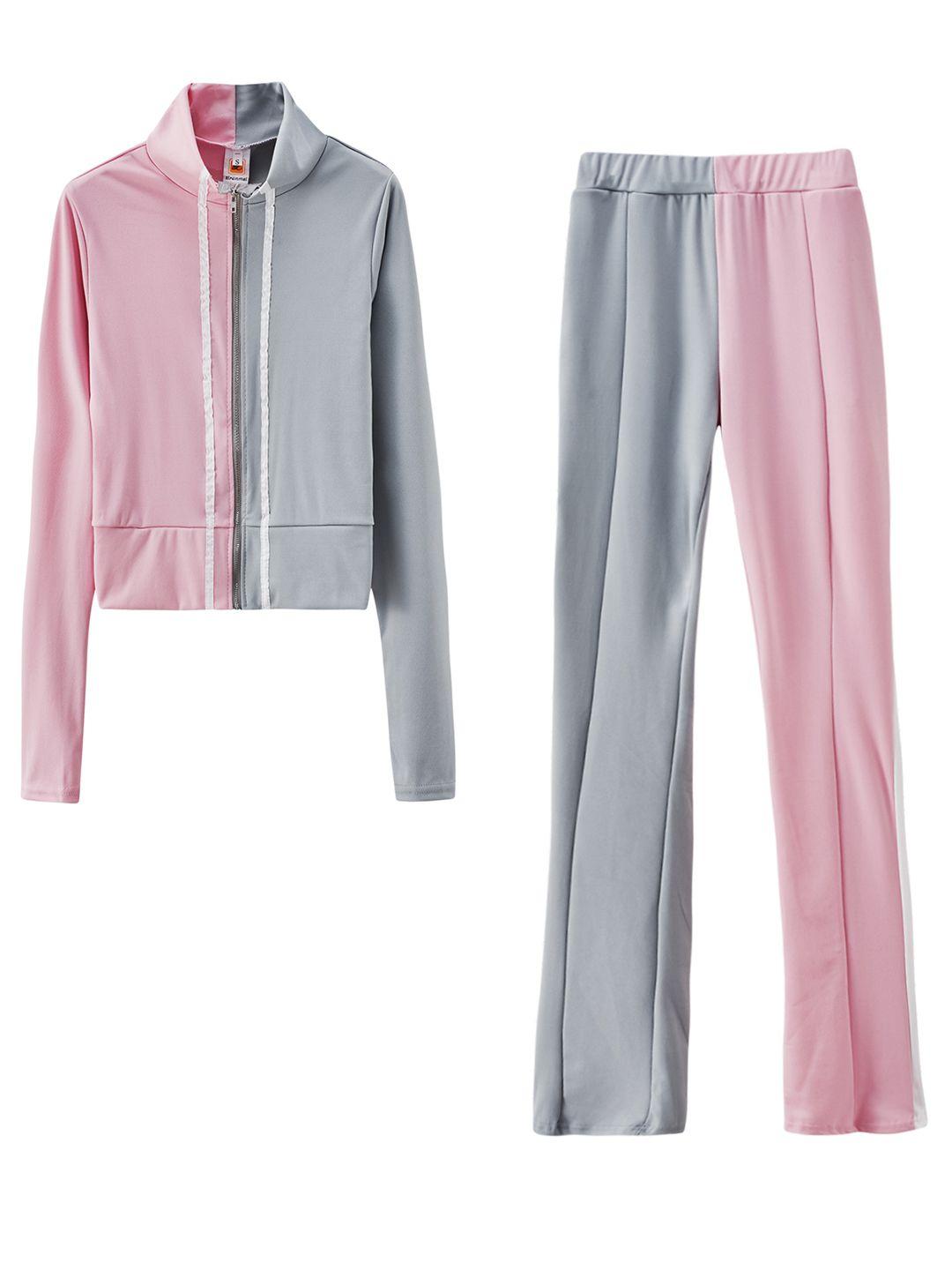 urbanic women pink & grey colourblocked two-piece outfits