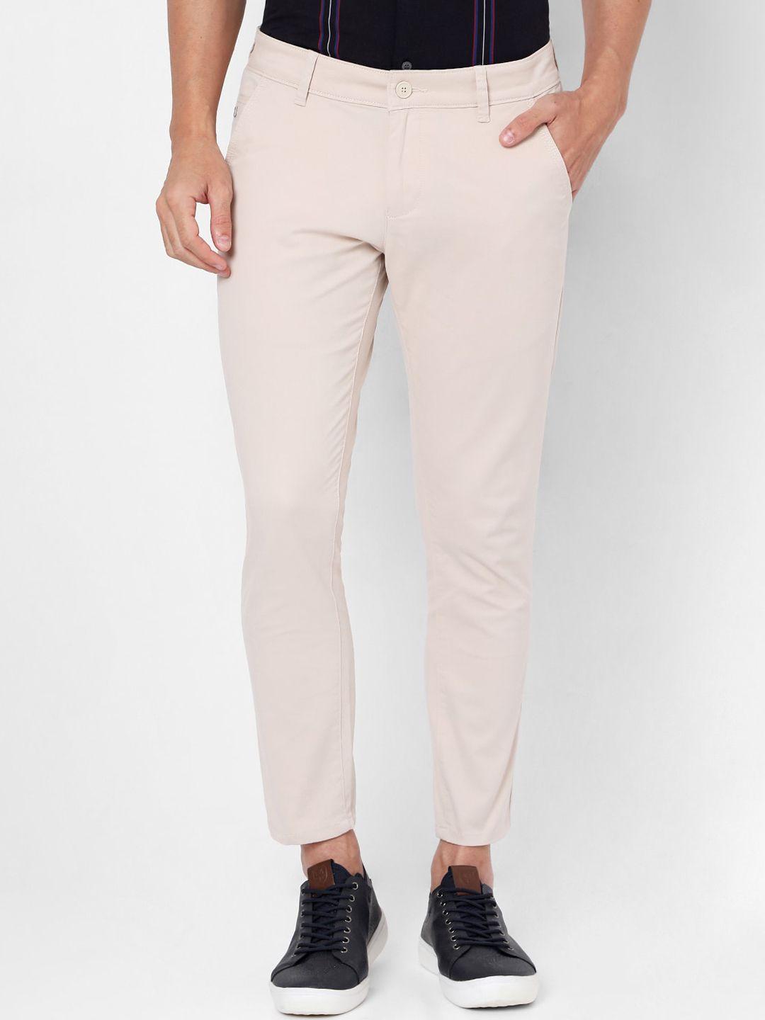 mufti men beige slim fit trousers