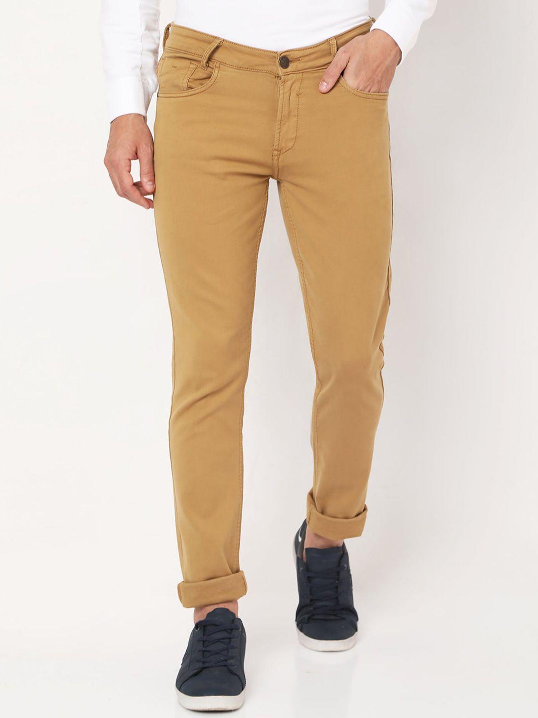 mufti men khaki slim fit trousers