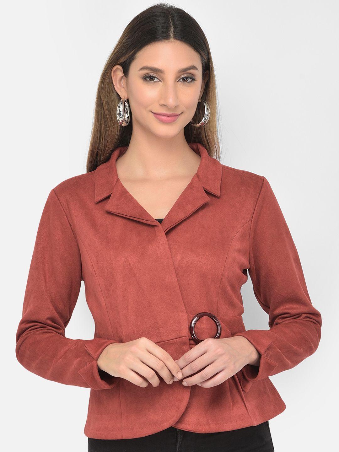 latin quarters women rust lightweight cropped wrap jacket