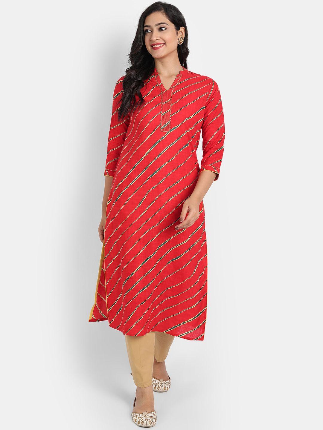 suti women red striped kurta