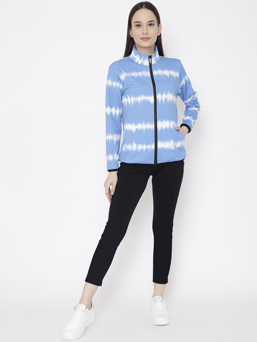 chkokko women blue & white tie & dye printed tracksuits