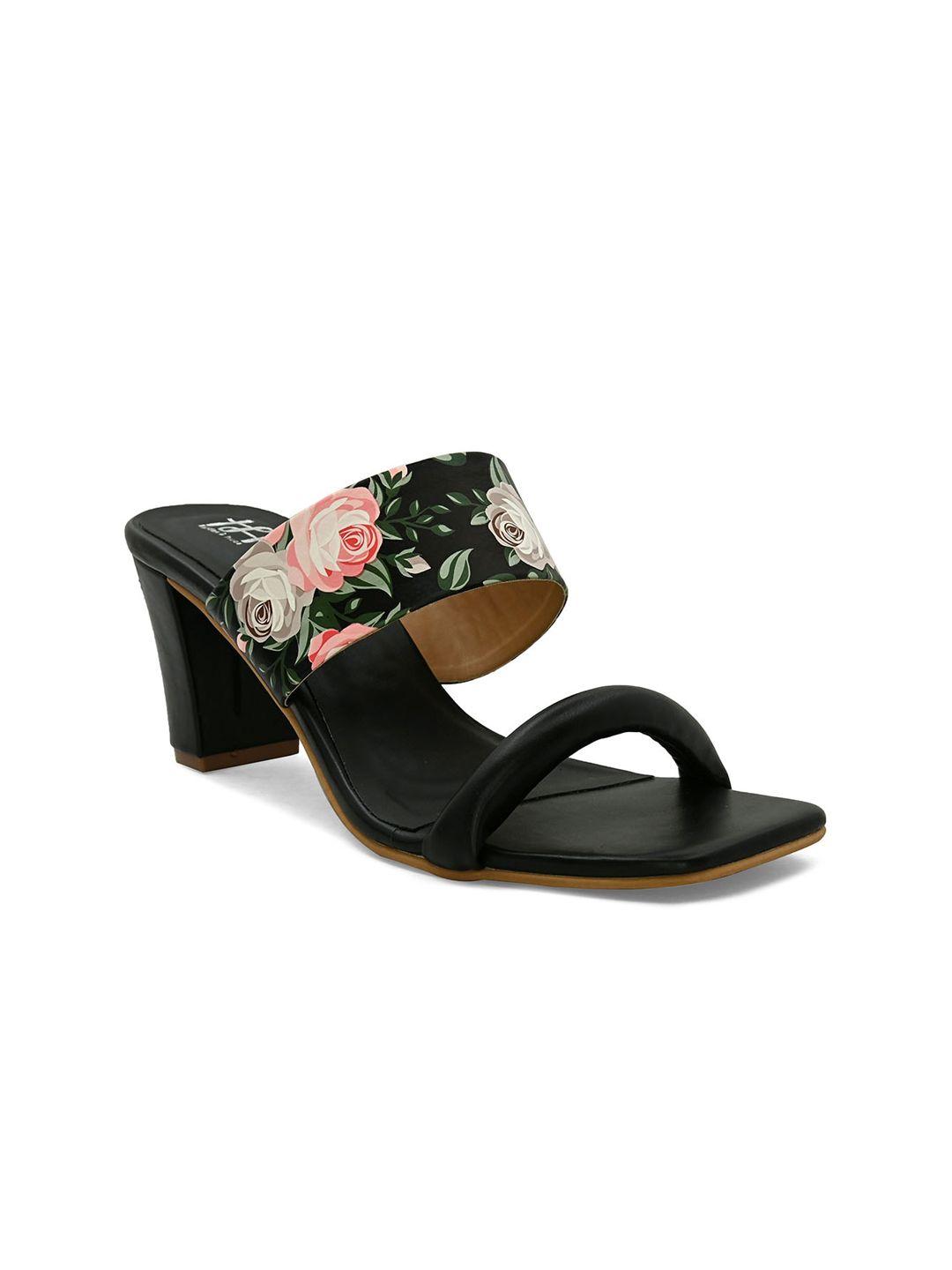 hydes n hues black printed block sandals