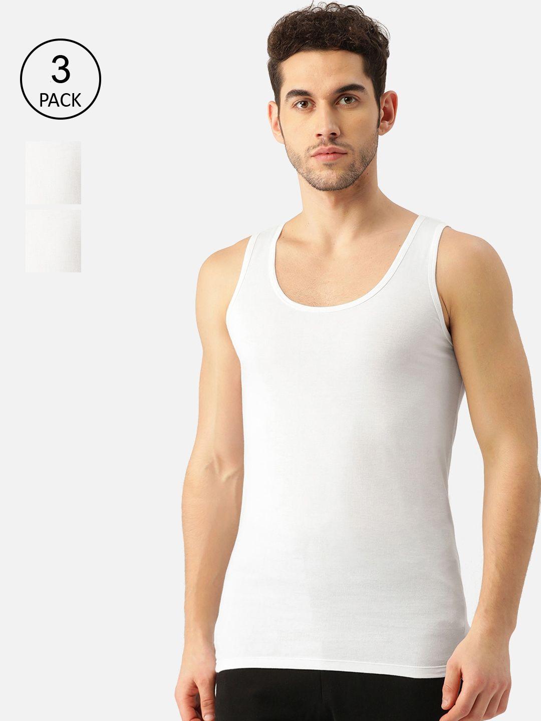 romeo rossi pack of 3 men white cotton innerweare vests - csvp-6001-wh-3