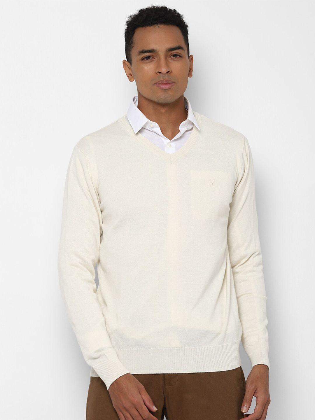 allen solly men cream-coloured pullover sweater