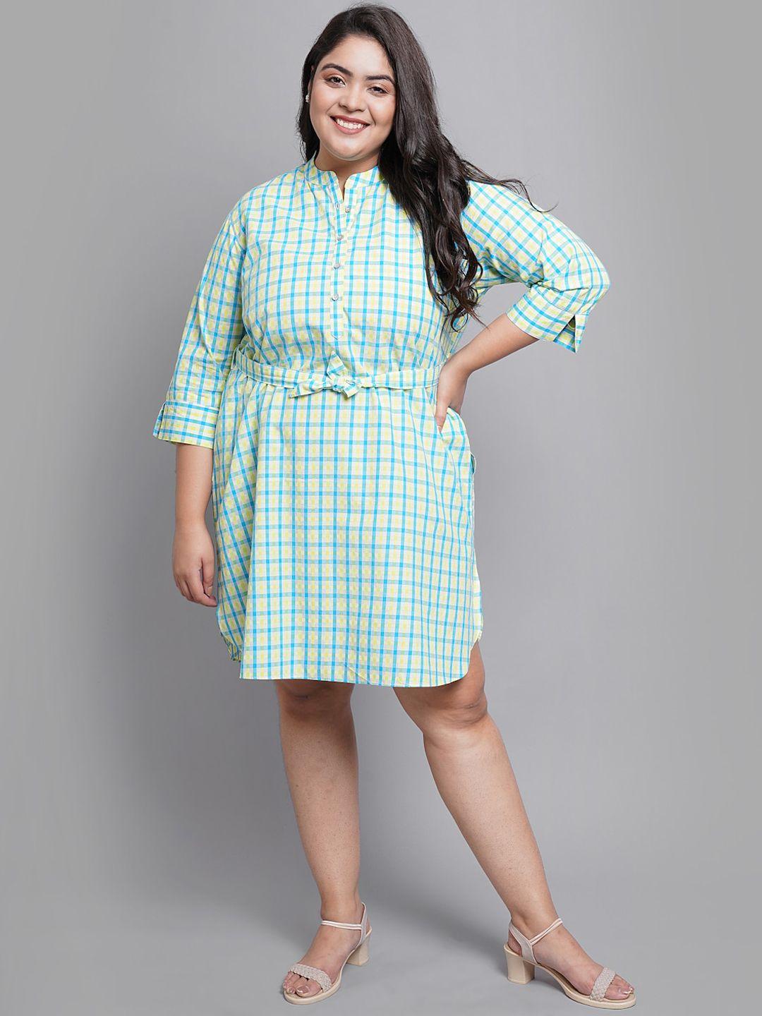 prettyplus by desinoor.com multicoloured checked shirt dress