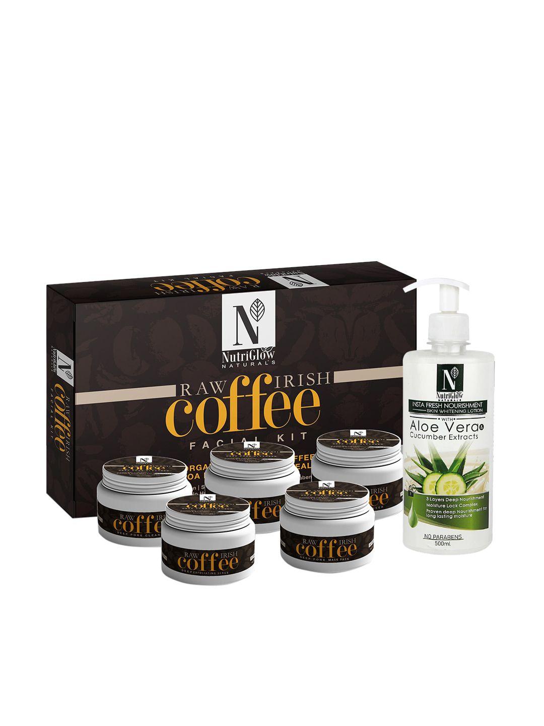 nutriglow naturals set of 2 coffee facial kit 250g+10 ml & skin whitening lotion 500ml