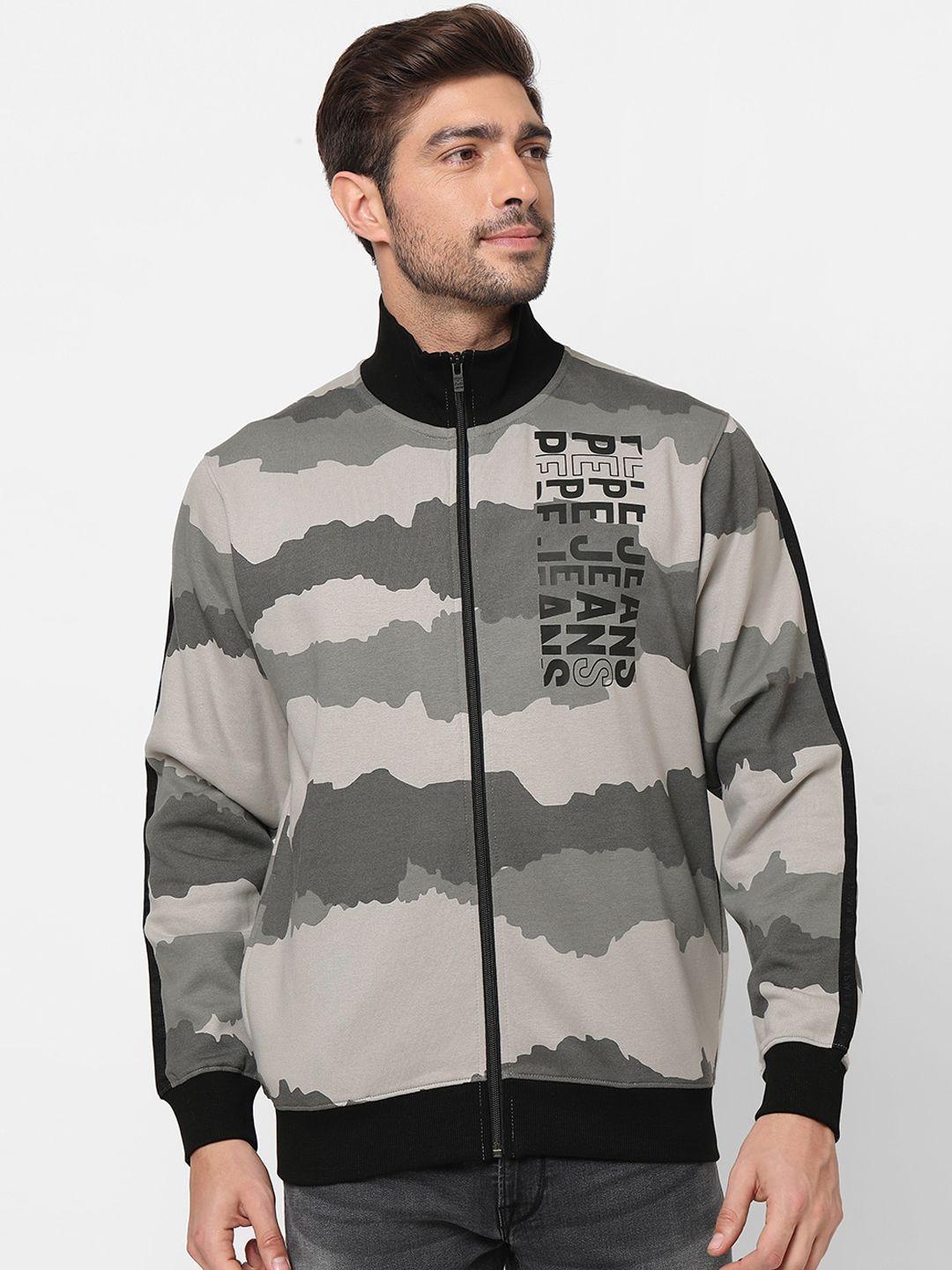 pepe jeans men silver-toned printed sweatshirt