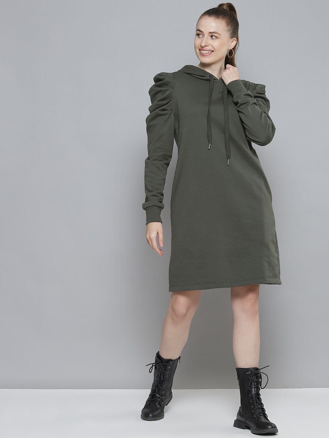 femella olive green hooded jumper dress