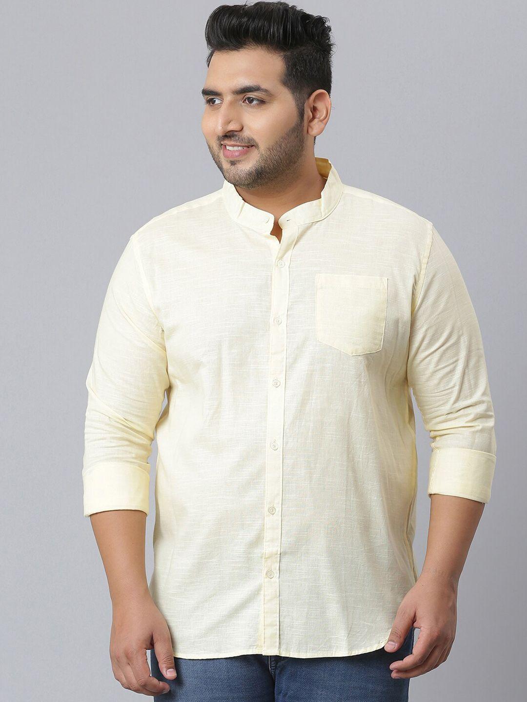 instafab plus men cream-coloured classic opaque casual shirt