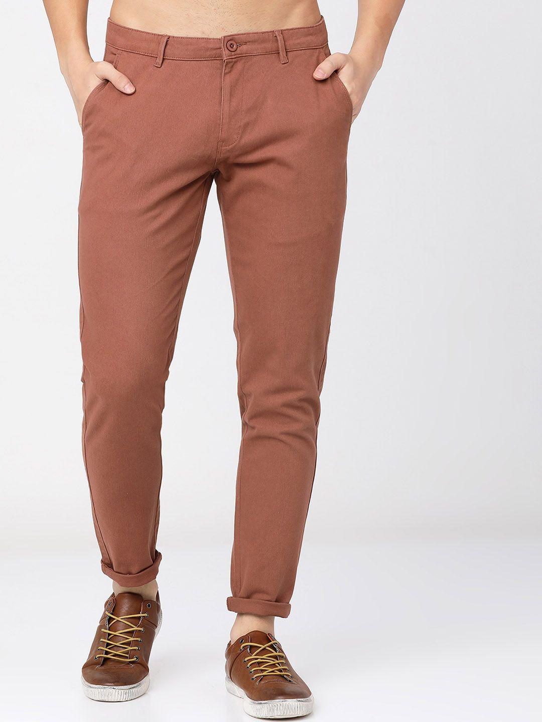 highlander men rust slim fit trousers