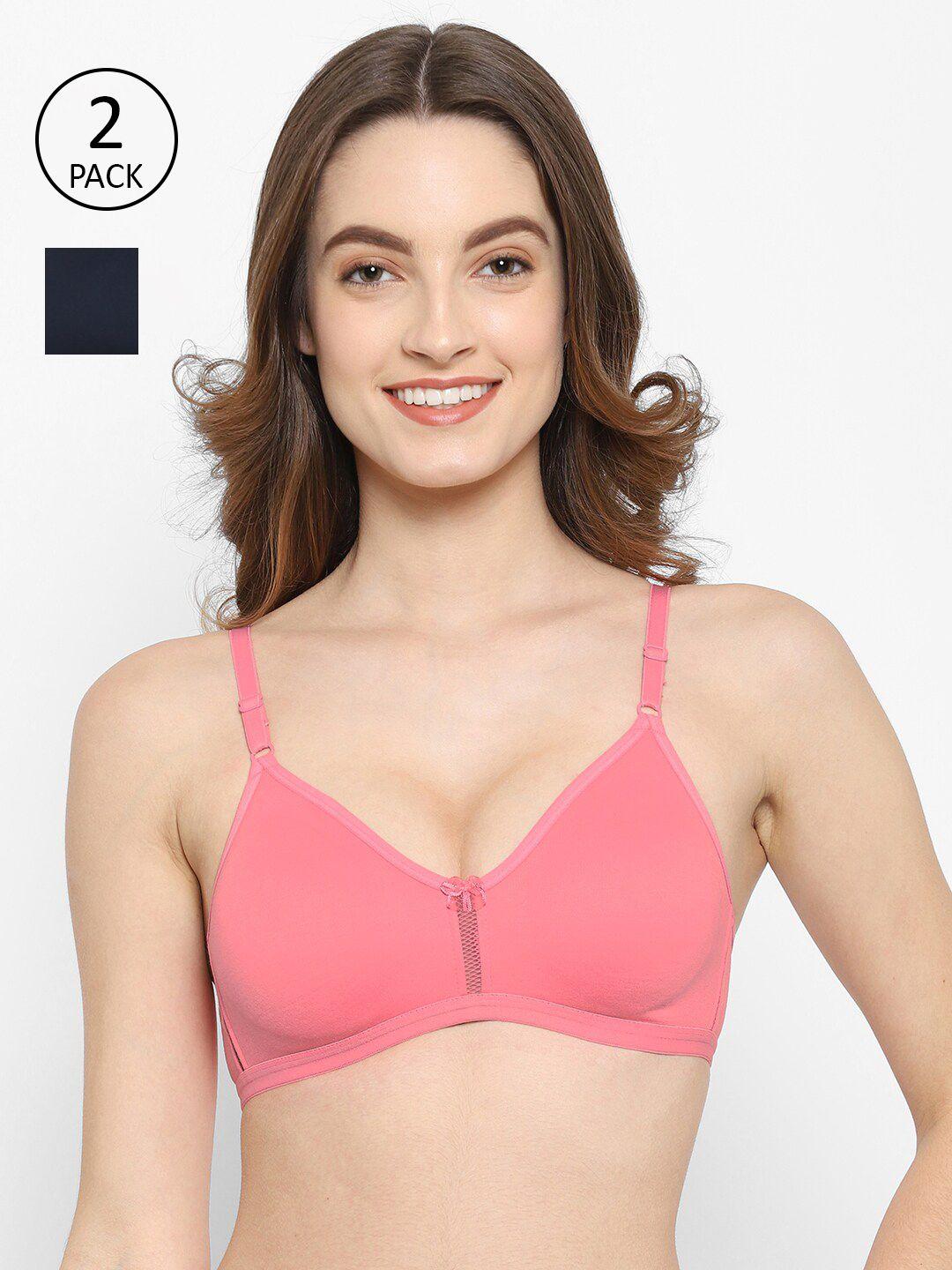 floret set-2 rose & black t-shirt bra