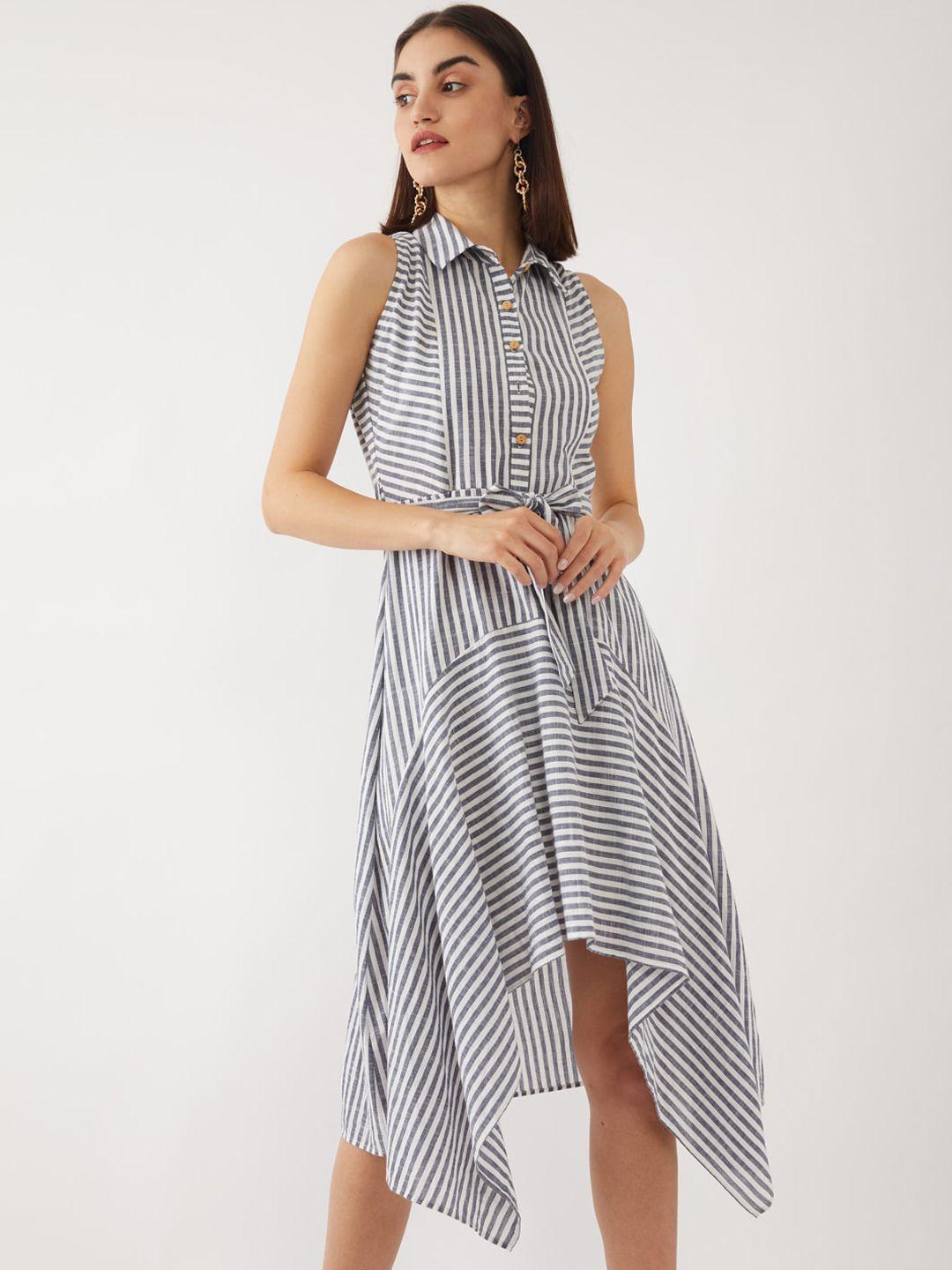 zink london white striped midi dress