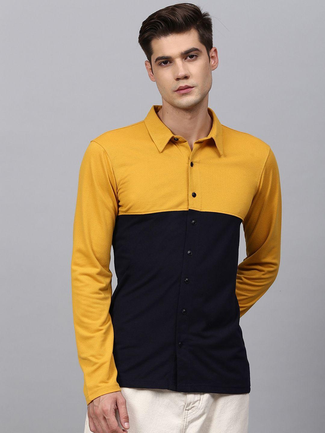 campus sutra men mustard opaque casual shirt