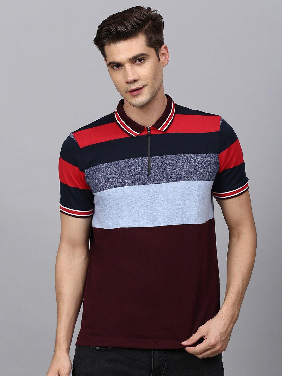 campus sutra men multicoloured striped t-shirt