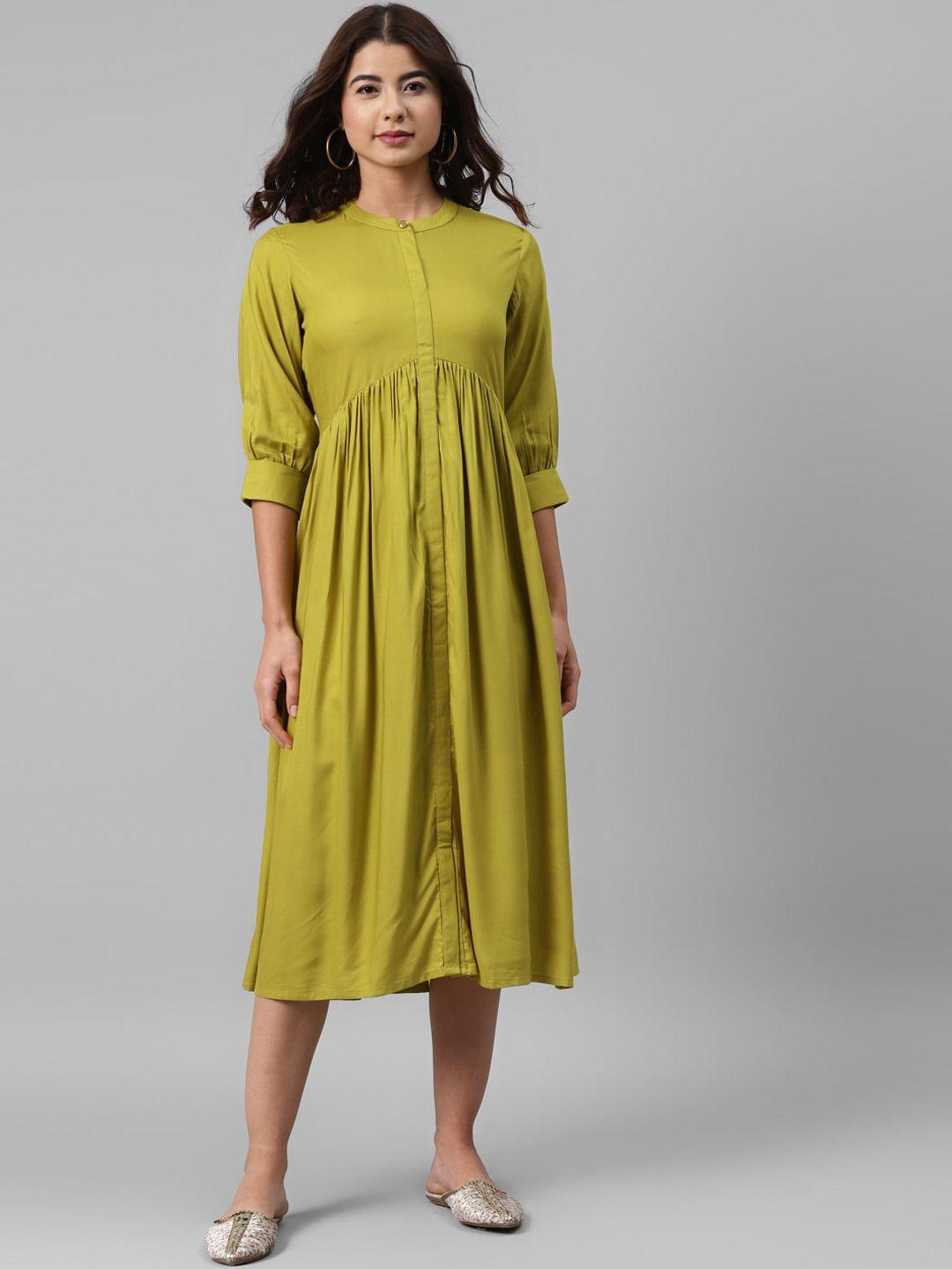 gerua green empire midi dress