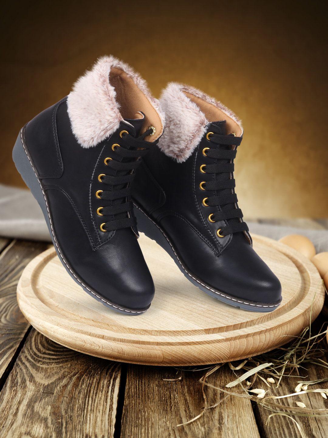 twin toes women black block heeled boots