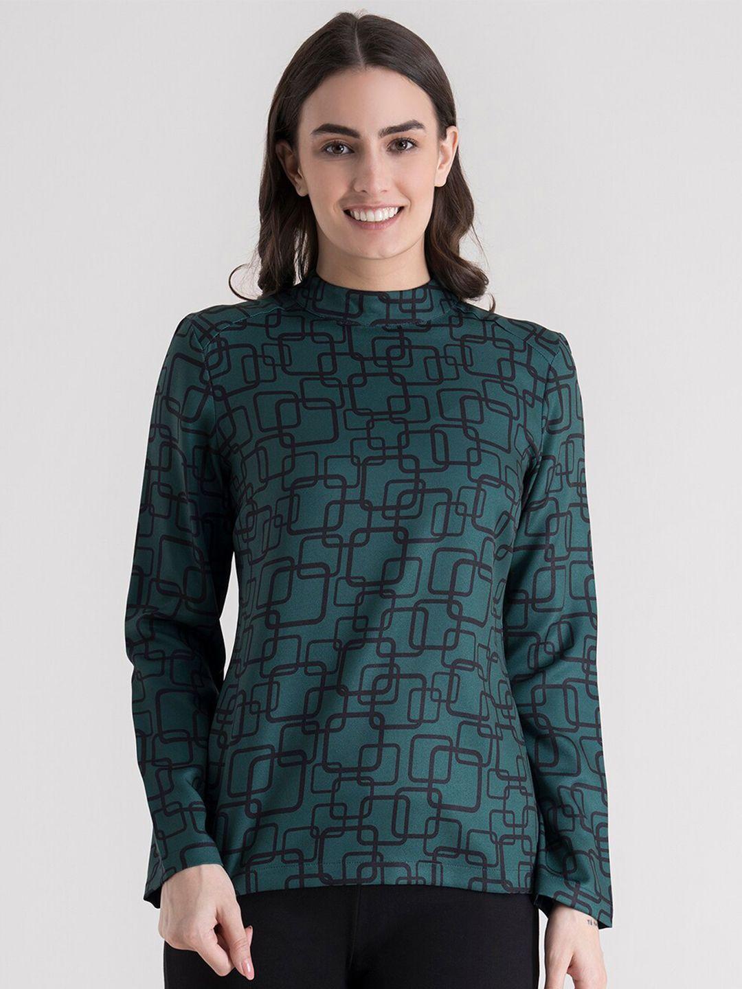 fablestreet green geometric regular top