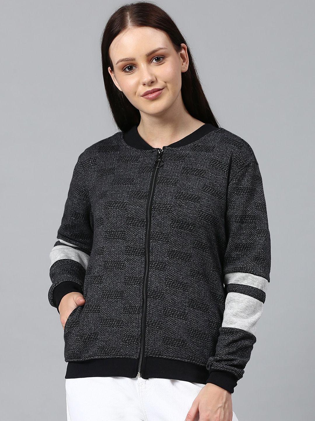 campus sutra women grey windcheater outdoor bomber jacket