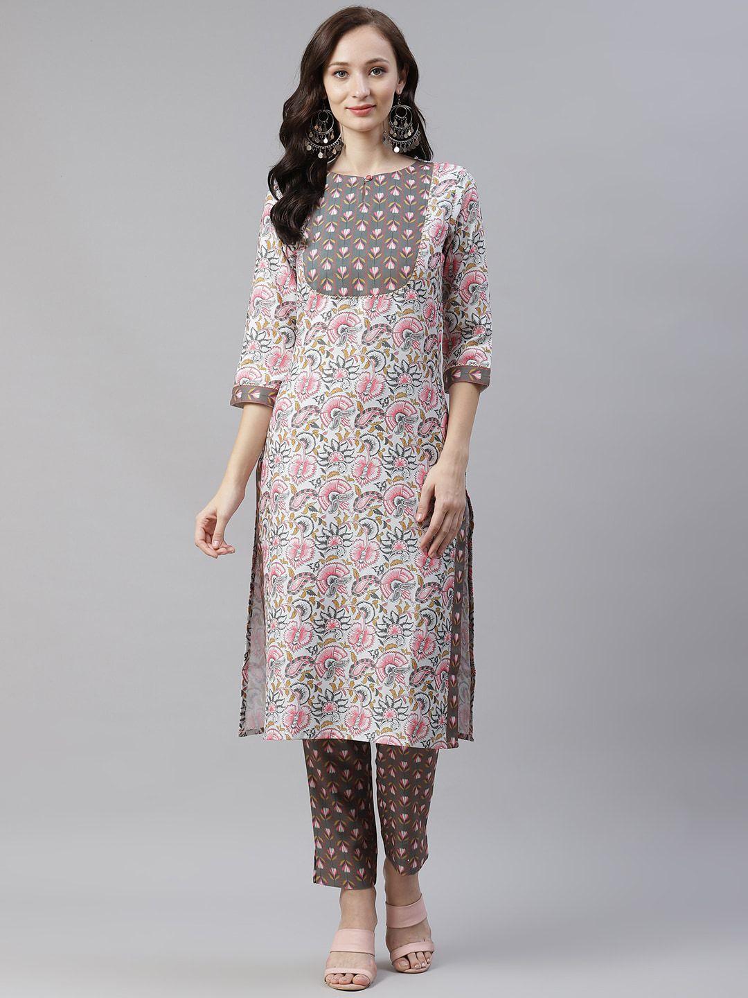 ziyaa women multicoloured floral printed kurta